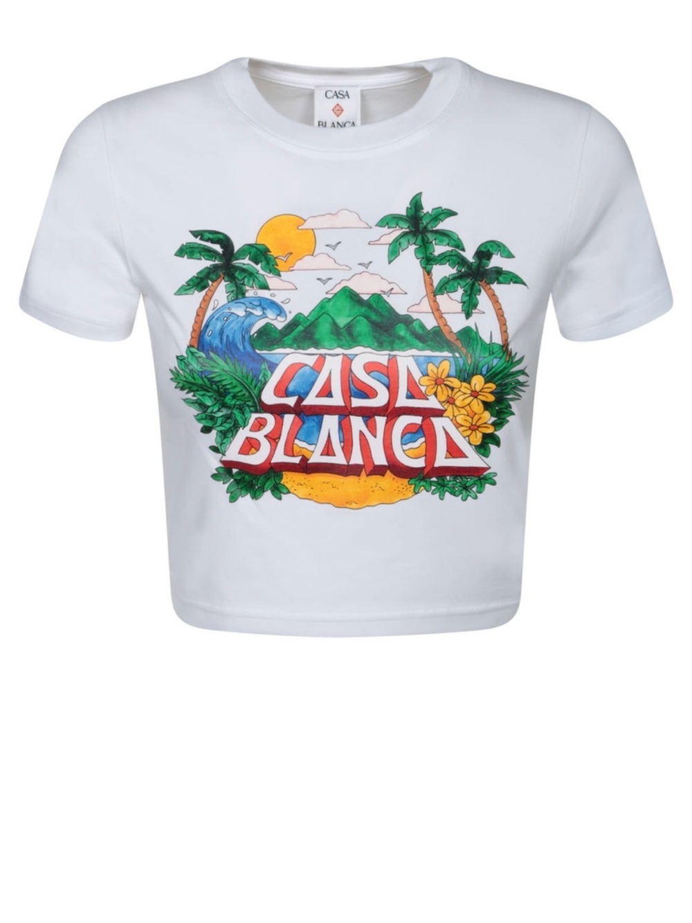 White Graphic Crop Tee for Women